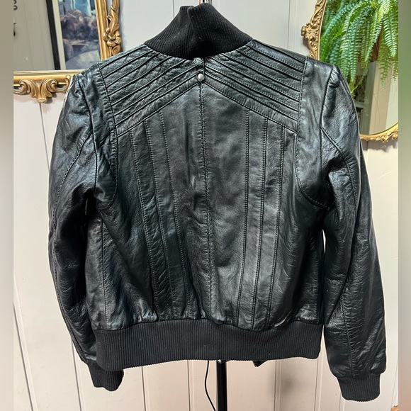 Black Danier leather bomber jacket 2XS - Picture 7 of 9